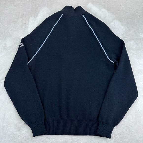 DEMETRE Sweater Mens Large Black 1/4 Zip 100% Wool LS Pullover Sweatshirt VTG - Picture 4 of 8